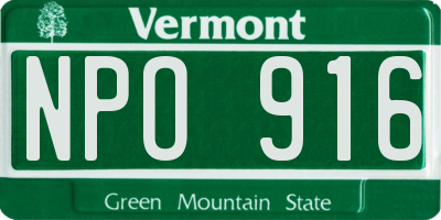 VT license plate NPO916