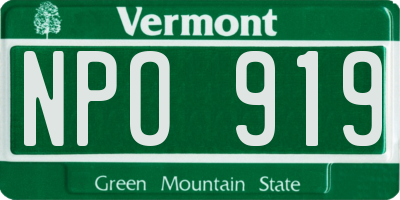 VT license plate NPO919
