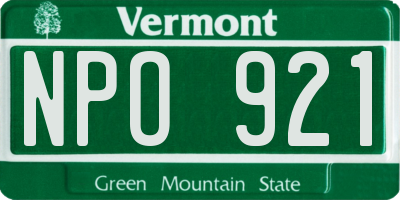 VT license plate NPO921