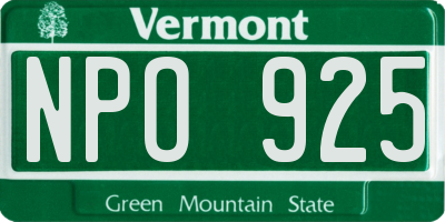 VT license plate NPO925
