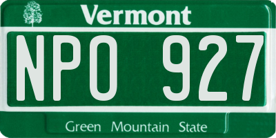 VT license plate NPO927