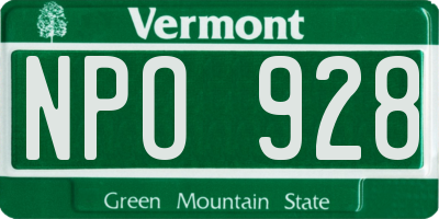VT license plate NPO928