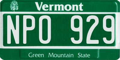 VT license plate NPO929