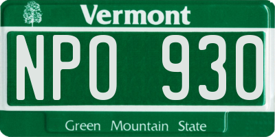 VT license plate NPO930