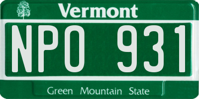 VT license plate NPO931