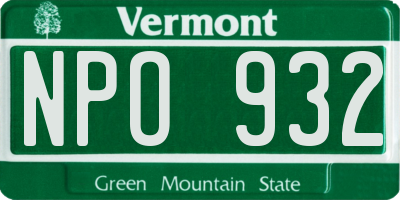 VT license plate NPO932