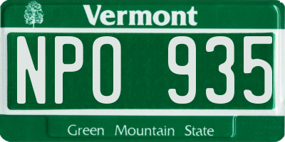 VT license plate NPO935