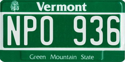 VT license plate NPO936