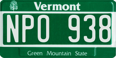 VT license plate NPO938