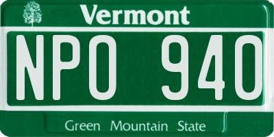 VT license plate NPO940