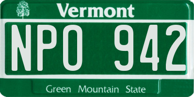 VT license plate NPO942