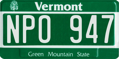 VT license plate NPO947