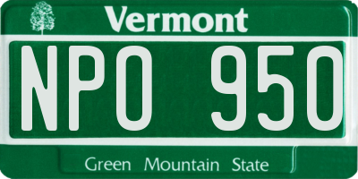 VT license plate NPO950