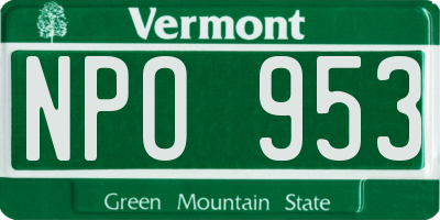 VT license plate NPO953