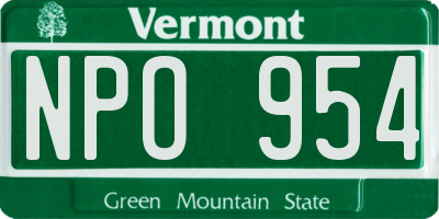 VT license plate NPO954