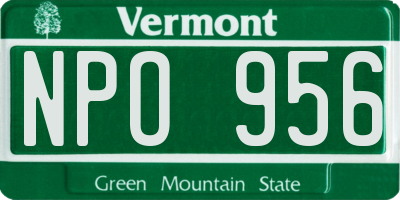 VT license plate NPO956