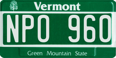 VT license plate NPO960