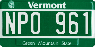 VT license plate NPO961