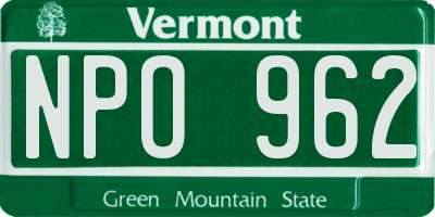 VT license plate NPO962