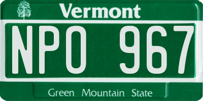 VT license plate NPO967