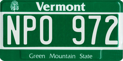 VT license plate NPO972