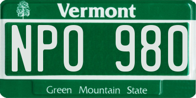 VT license plate NPO980