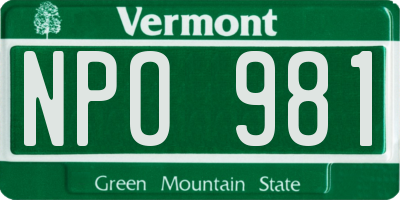 VT license plate NPO981