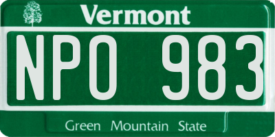 VT license plate NPO983
