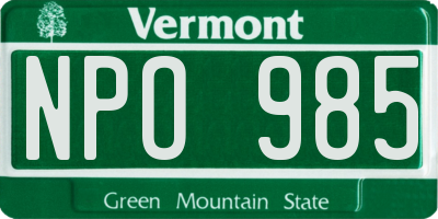 VT license plate NPO985