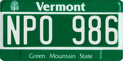 VT license plate NPO986
