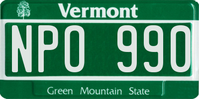 VT license plate NPO990