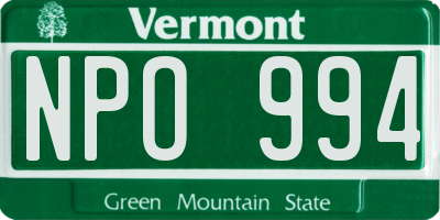 VT license plate NPO994