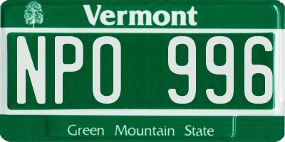 VT license plate NPO996