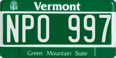 VT license plate NPO997