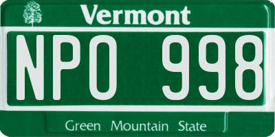 VT license plate NPO998