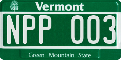VT license plate NPP003