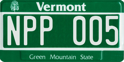 VT license plate NPP005