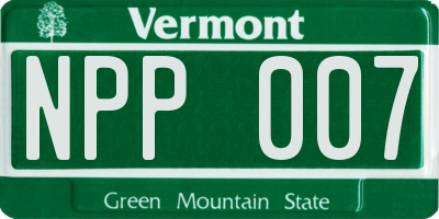VT license plate NPP007
