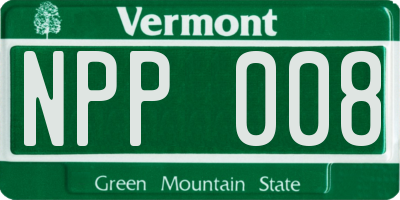 VT license plate NPP008