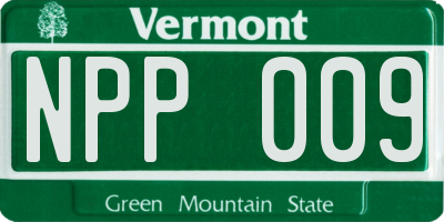 VT license plate NPP009
