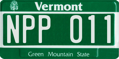 VT license plate NPP011