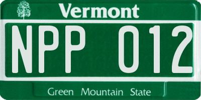 VT license plate NPP012