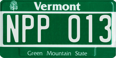 VT license plate NPP013