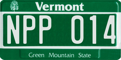 VT license plate NPP014