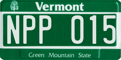 VT license plate NPP015