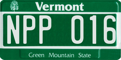 VT license plate NPP016