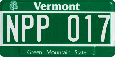 VT license plate NPP017