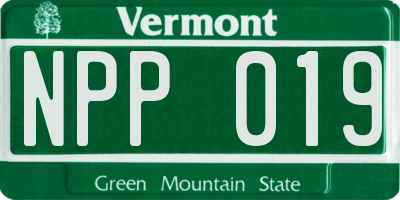 VT license plate NPP019