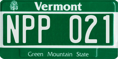 VT license plate NPP021