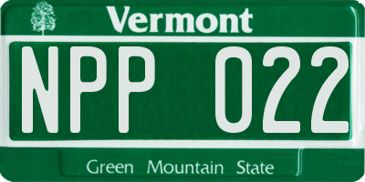 VT license plate NPP022